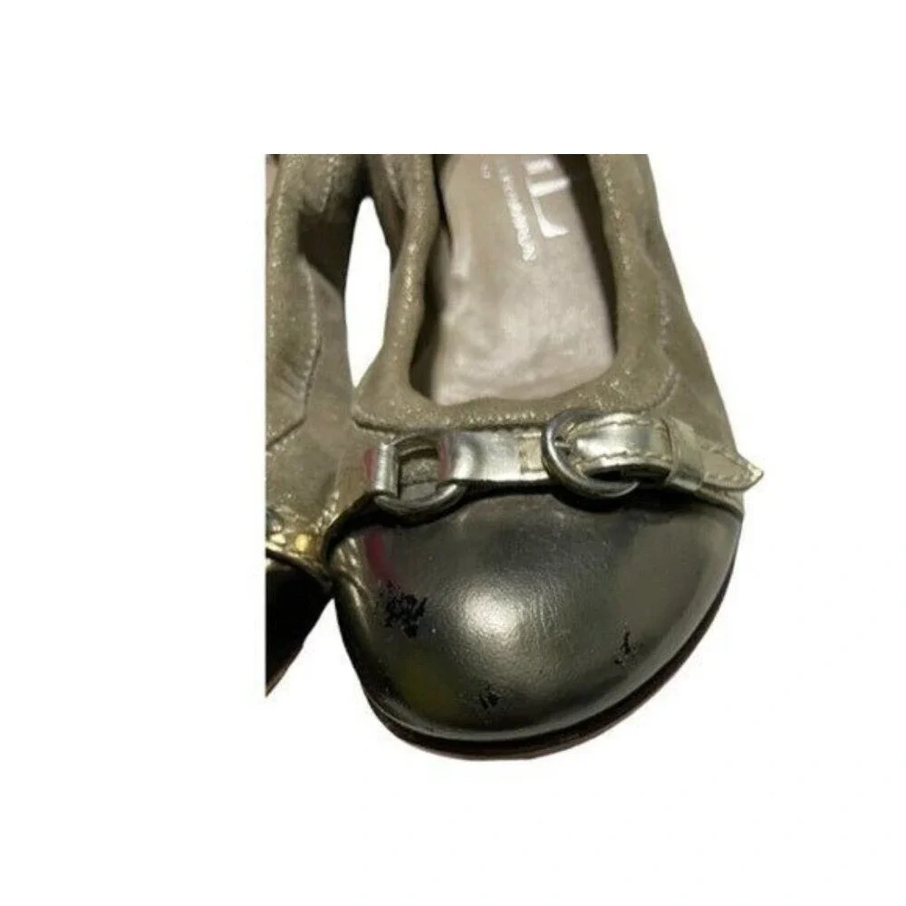 AGL Attilio Giusti Leombruni Ballet Flat Leather‎ Cap Toe Buckle Gray Size 36
